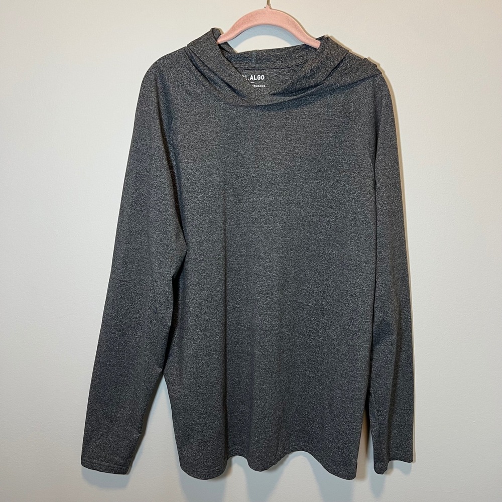 01.ALGO‎ Mens Performance Hoodie Gray Quick Dry Moisture Wicking SPF 40 Large